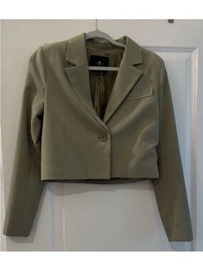 7 For All Mankind Women's Cropped Light Olive Blazer Size S